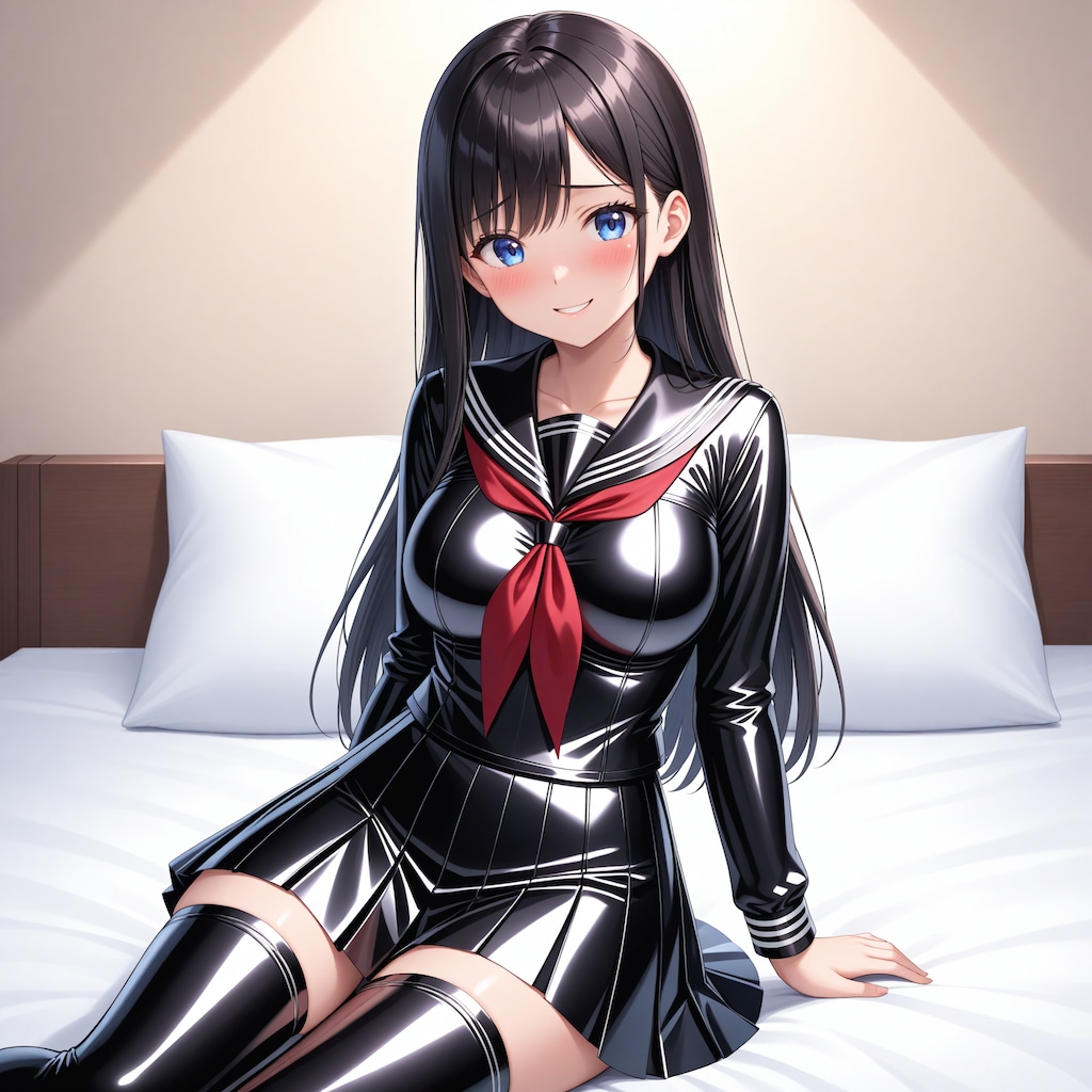 黒エナメルセーラー服＋サイハイソックス