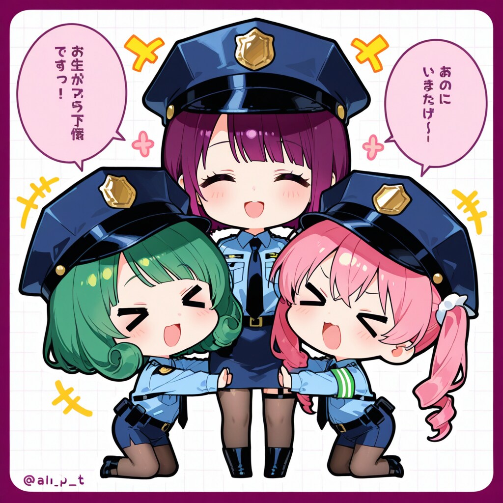 お巡りさんの仲良しちゃん | の人気AIイラスト・グラビア