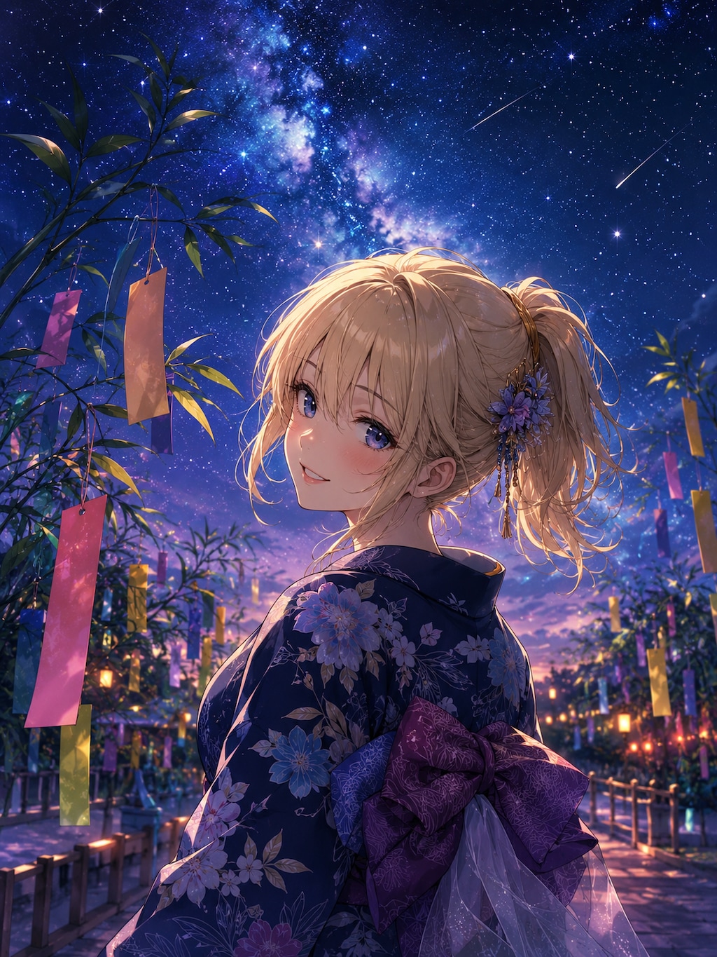 浴衣の金髪女性