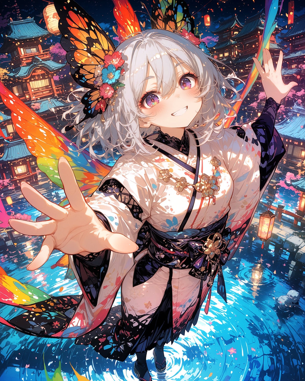 今宵の祭りの主役は、水面に舞い降りた、一羽の虹。