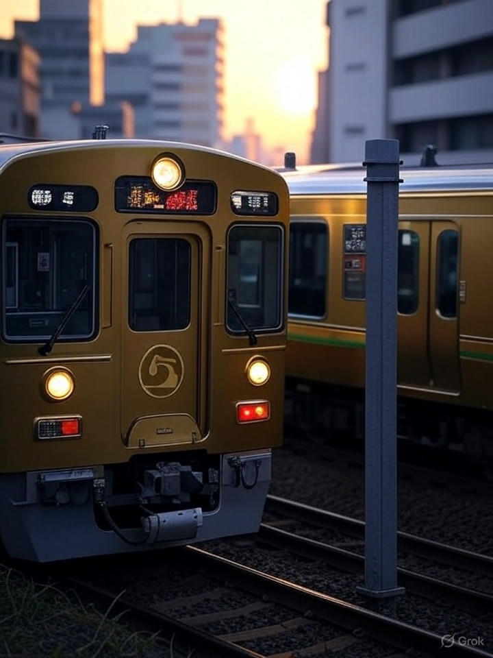 【乗り物】金色の電車と虹色の機関車 | の人気AIイラスト・グラビア