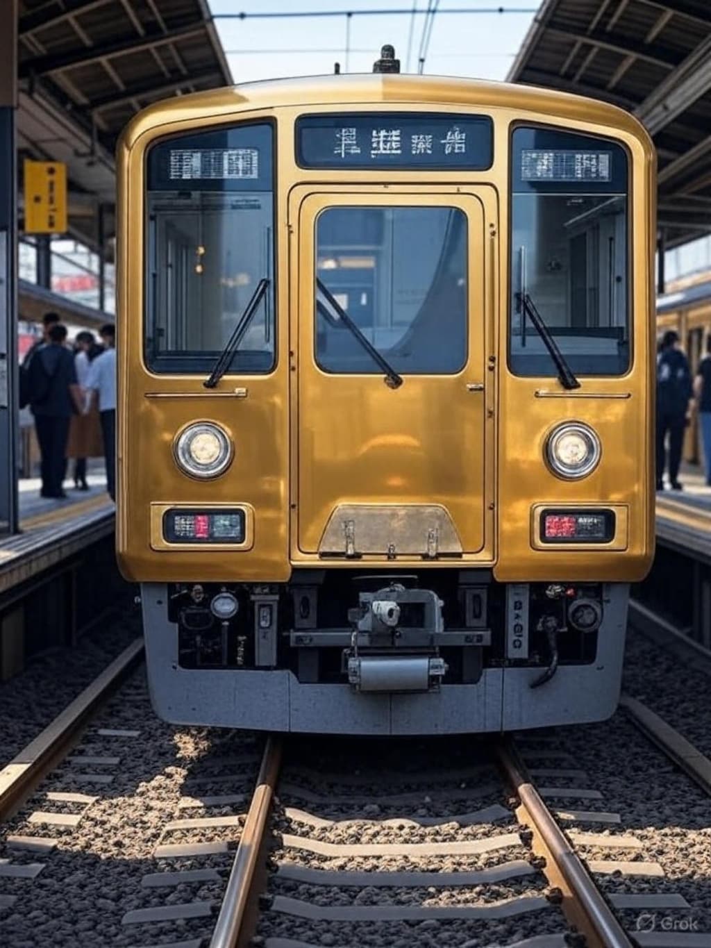 【乗り物】金色の電車と虹色の機関車