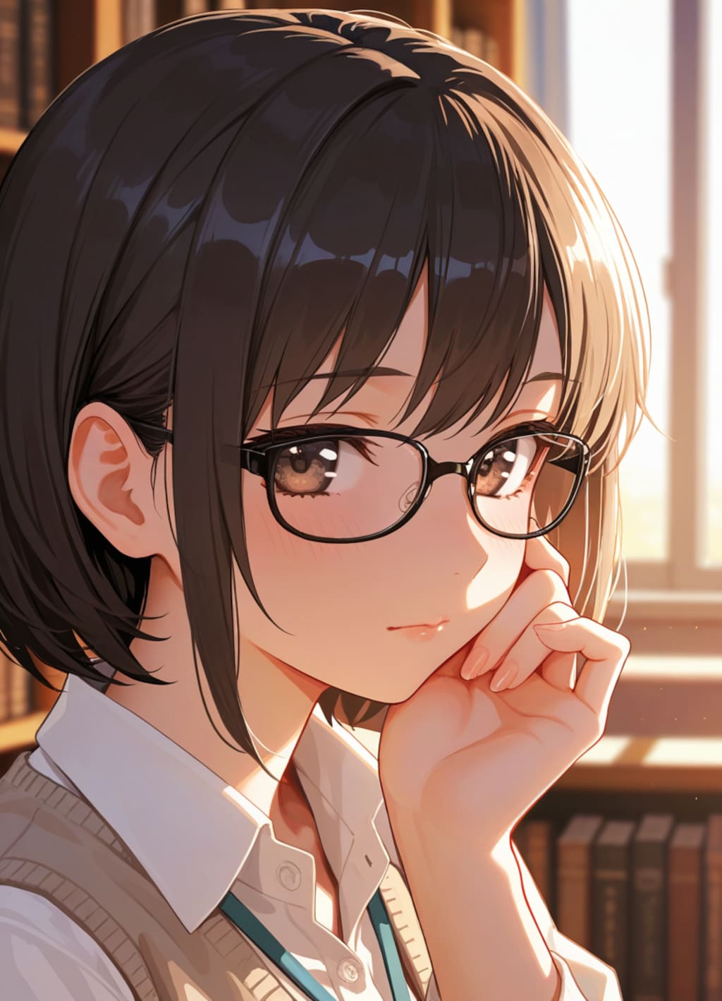 図書館にて