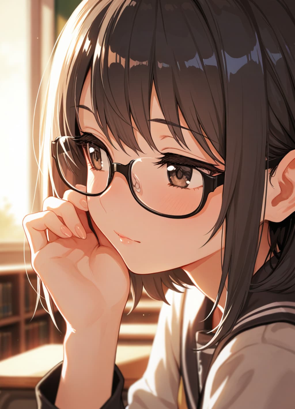図書館にて
