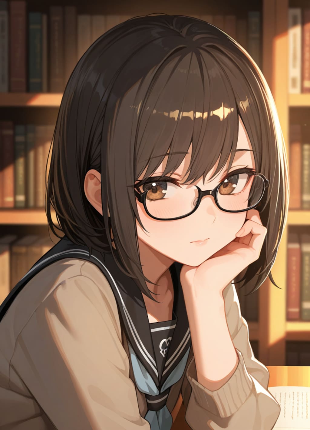 図書館にて