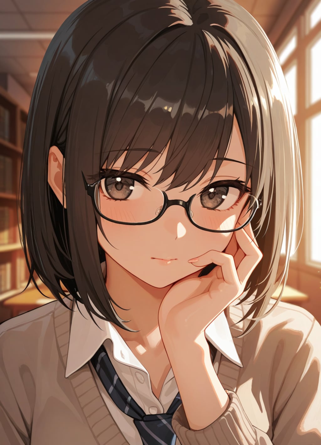 図書館にて