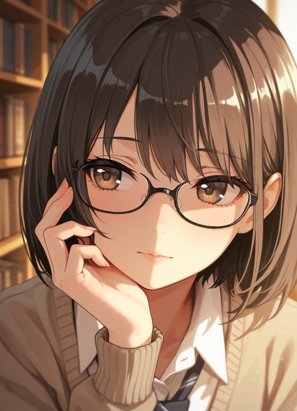 図書館にて