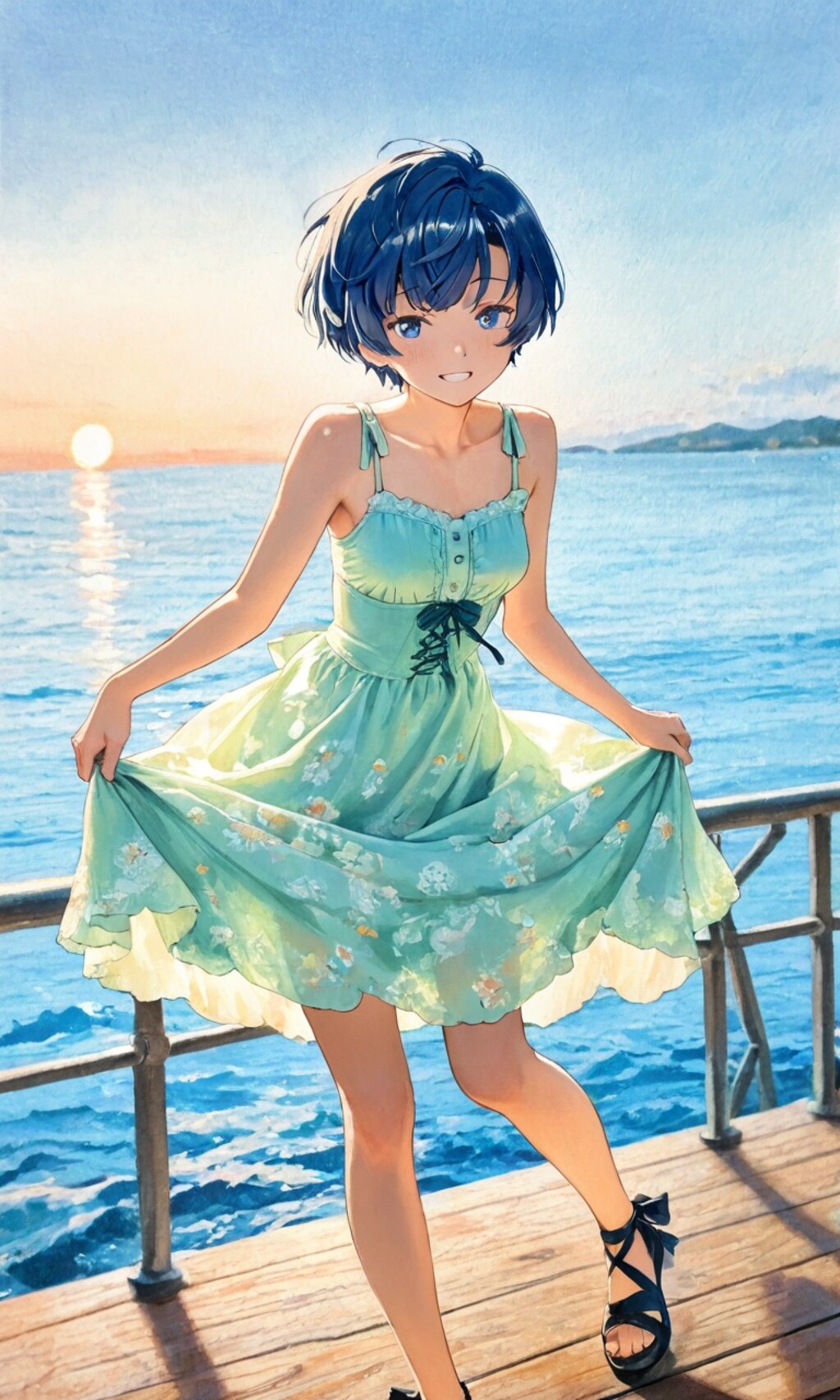 桟橋上の柑菜ちゃん