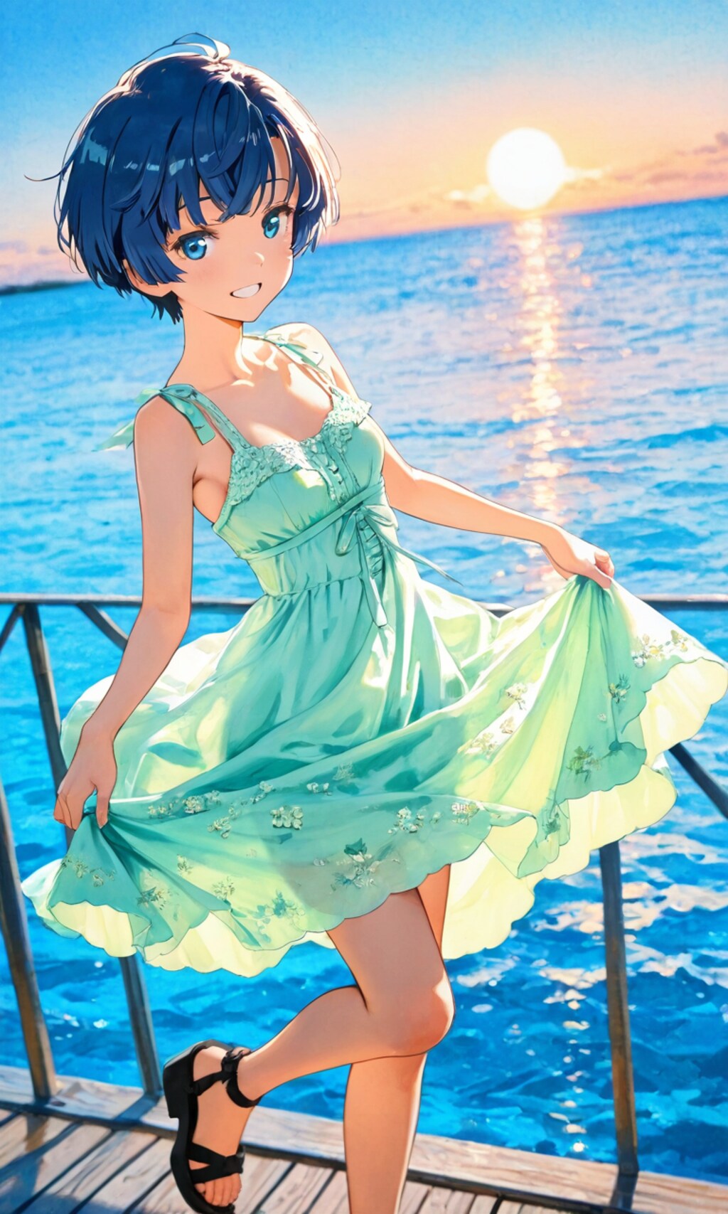 桟橋上の柑菜ちゃん