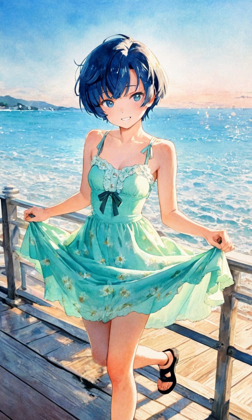 桟橋上の柑菜ちゃん