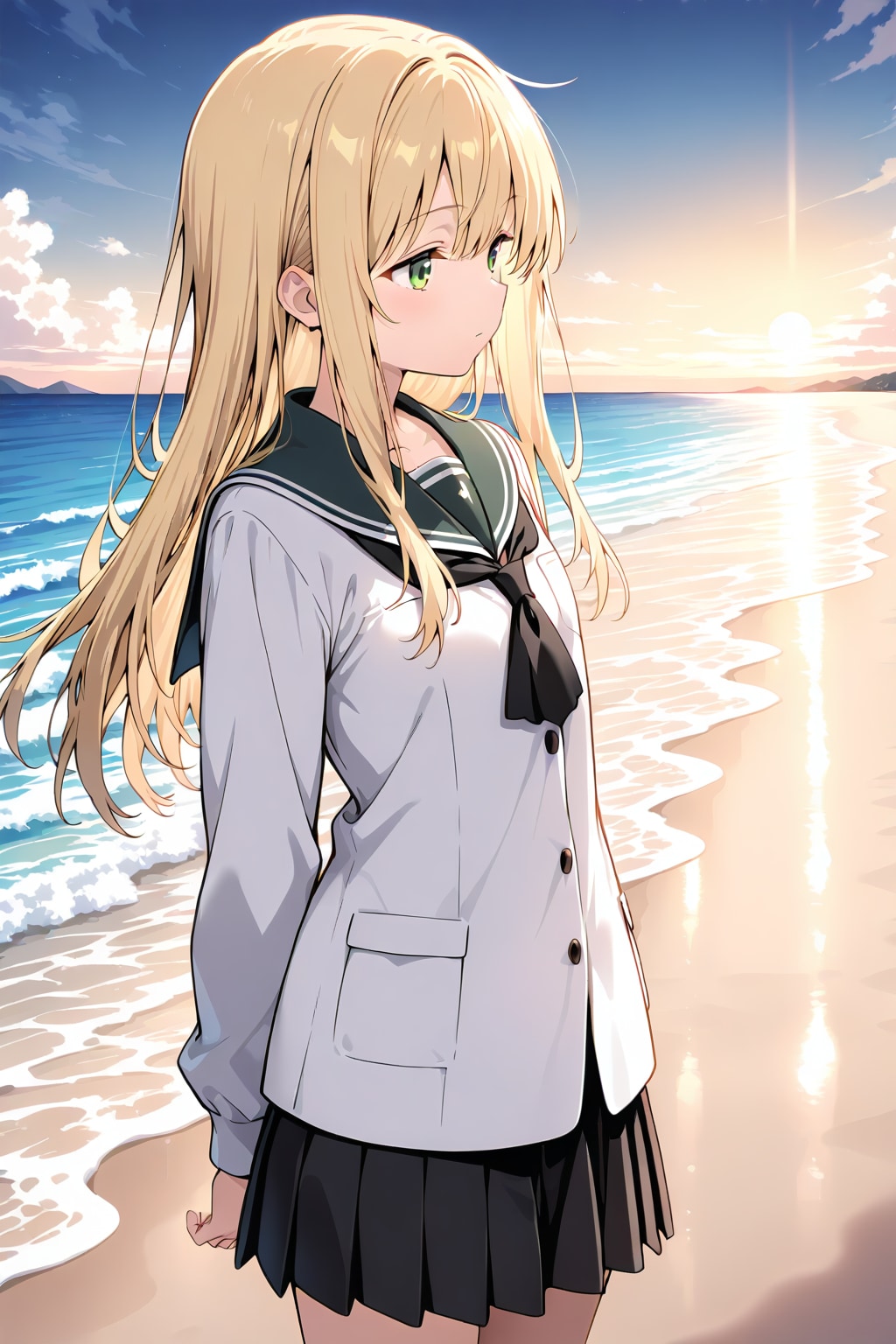 砂浜の女の子 | の人気AIイラスト・グラビア