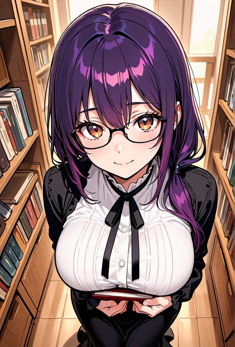 メガネの司書さんと