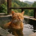 露天風呂に入る猫 8枚目