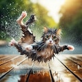 露天風呂に入る猫 6枚目