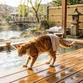 露天風呂に入る猫 7枚目