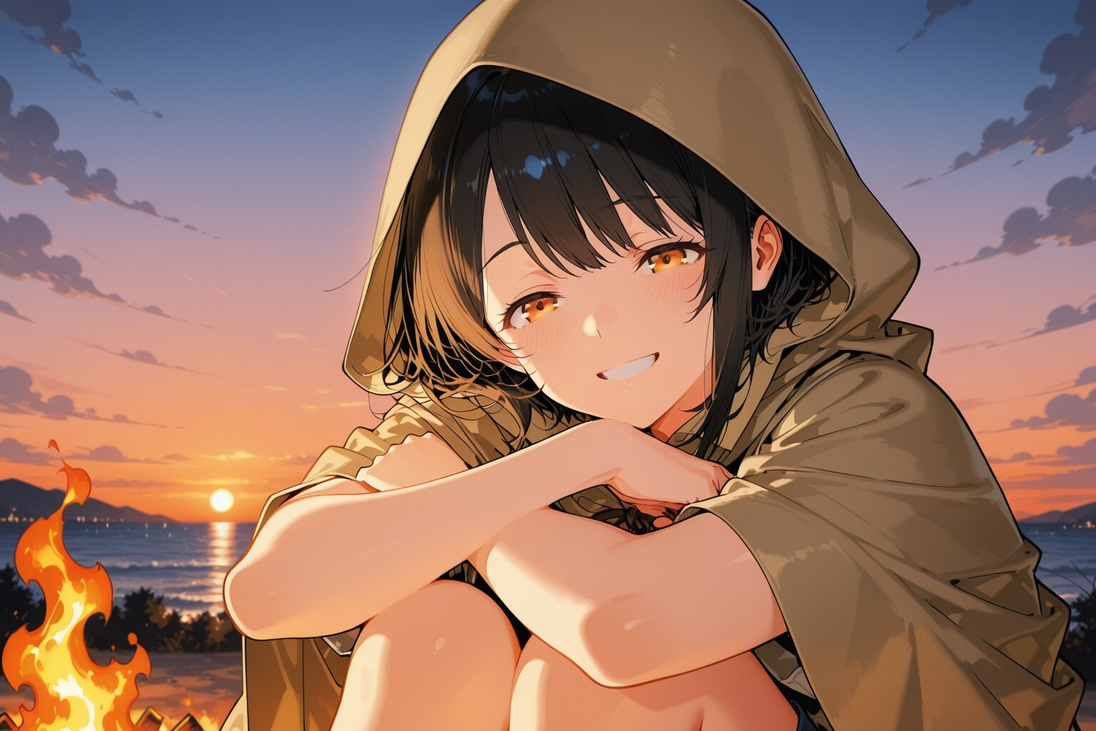 夕暮れ焚火タイム | の人気AIイラスト・グラビア