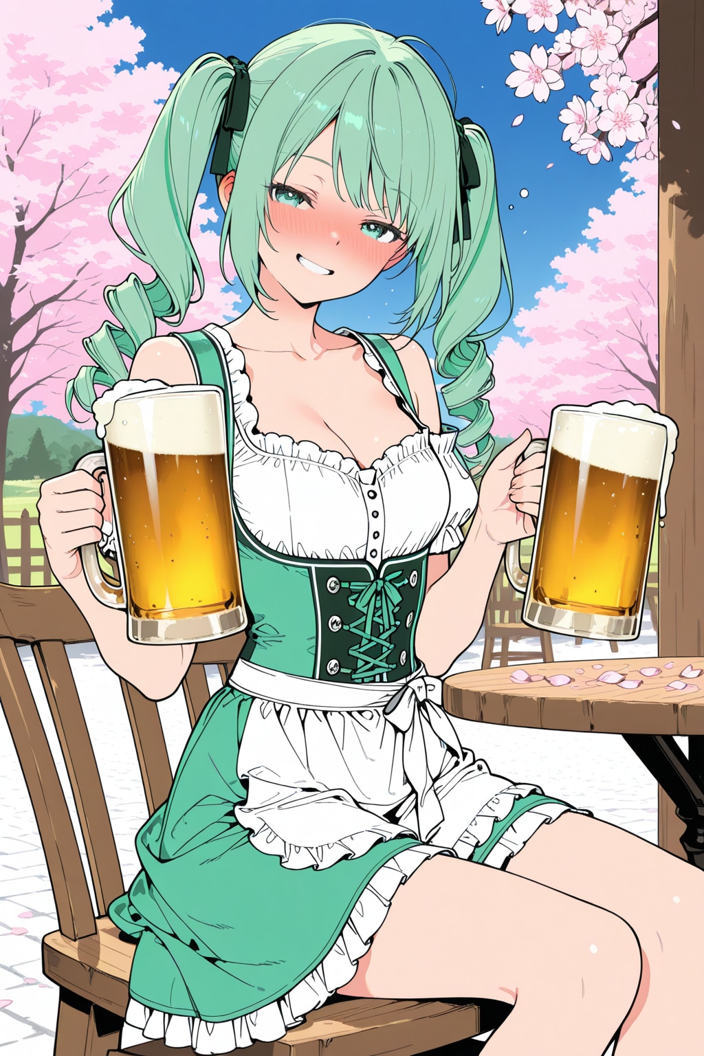 酔っ払いの緑髪ちゃん