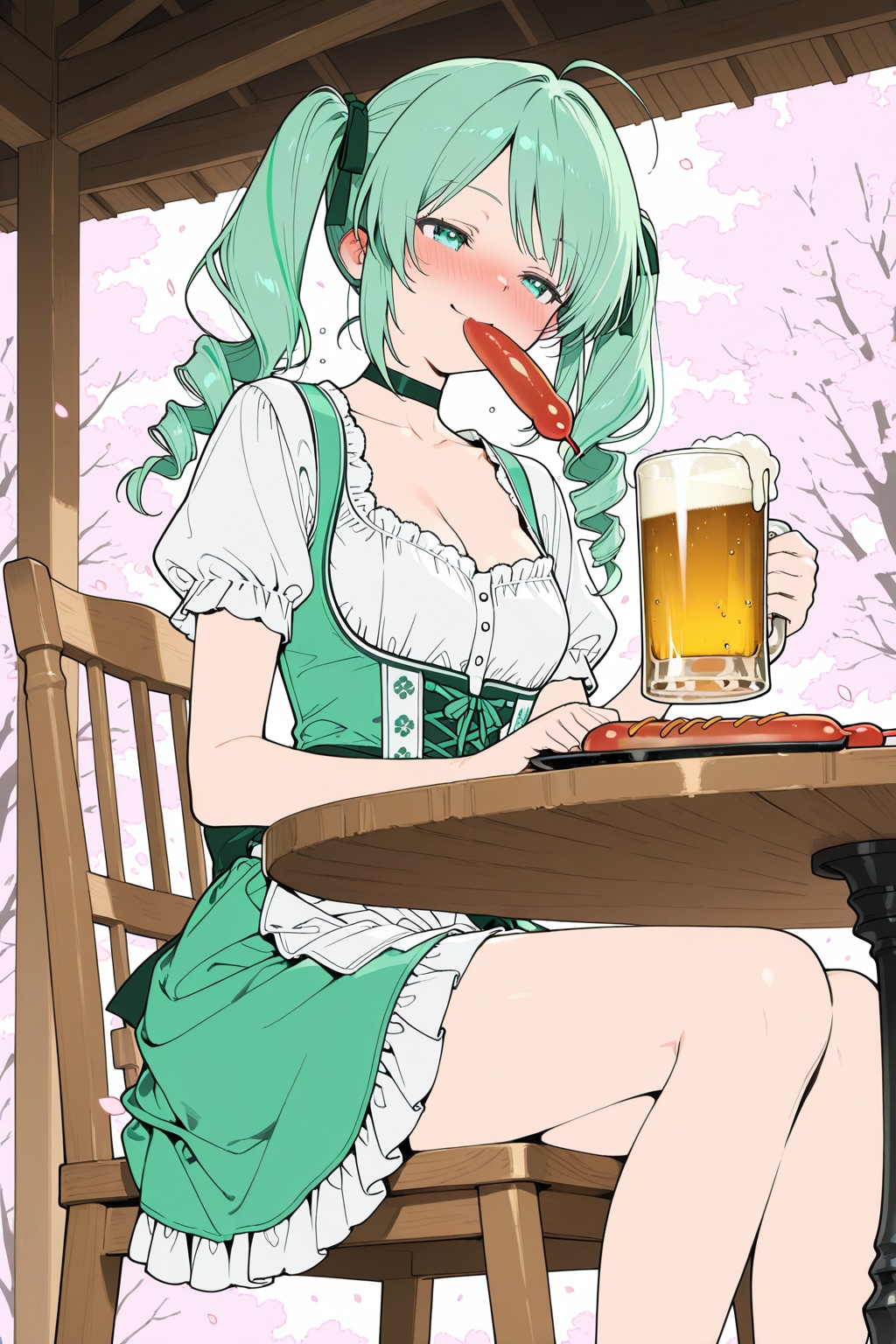 酔っ払いの緑髪ちゃん