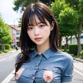 デニムオーバーオールLoraでポロリ 12枚目