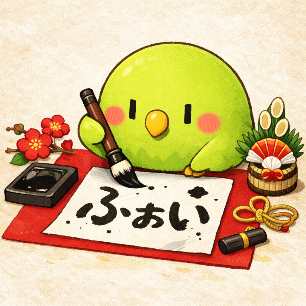 書き初めインコ