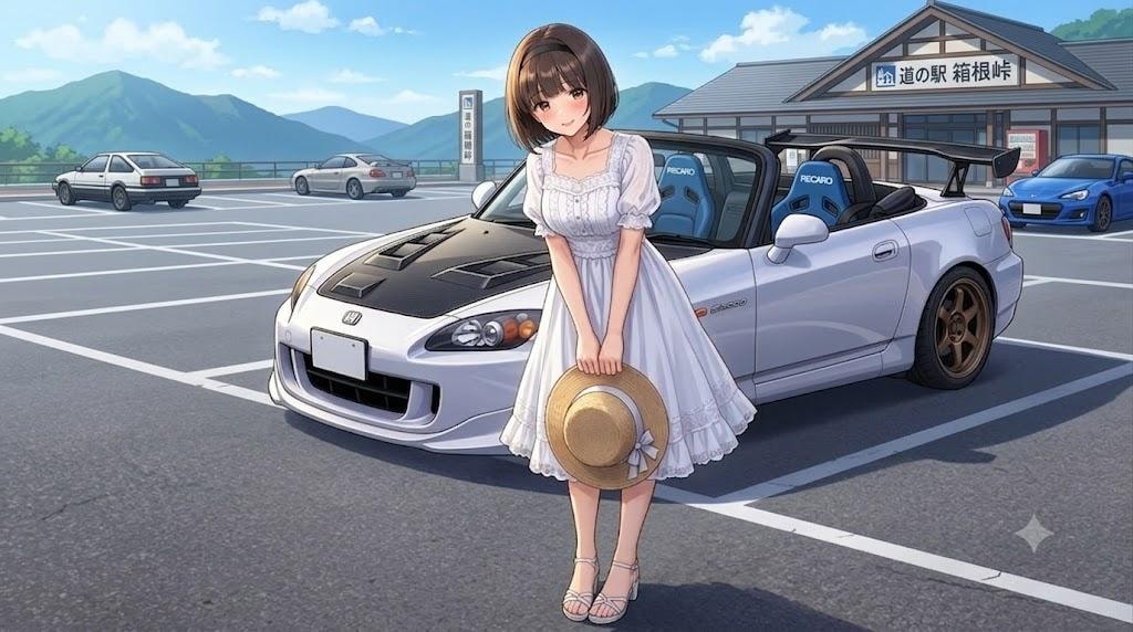 おまたせ！！愛央ちゃん愛車S2000で登場。