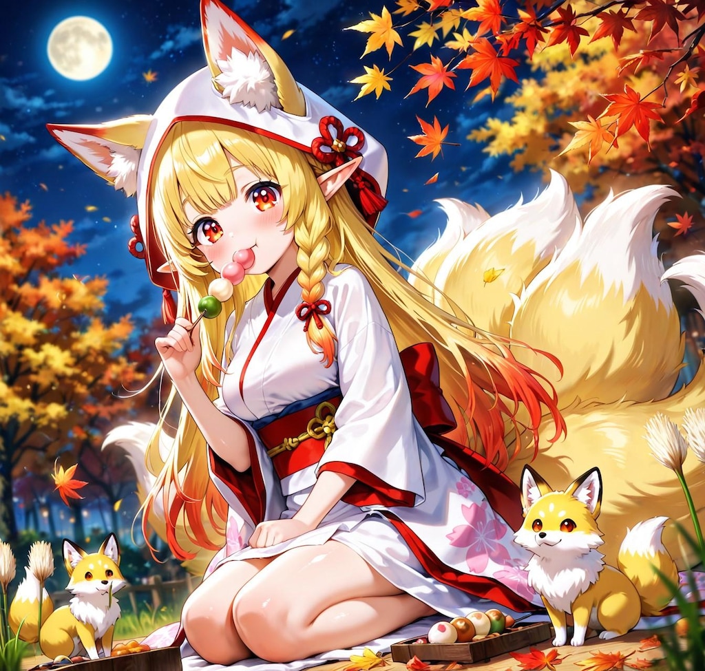 2枚）団子とキツネ娘さん