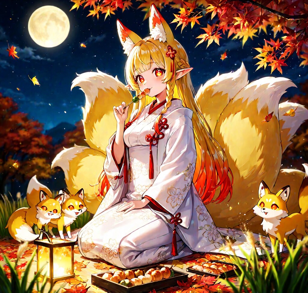 2枚）団子とキツネ娘さん