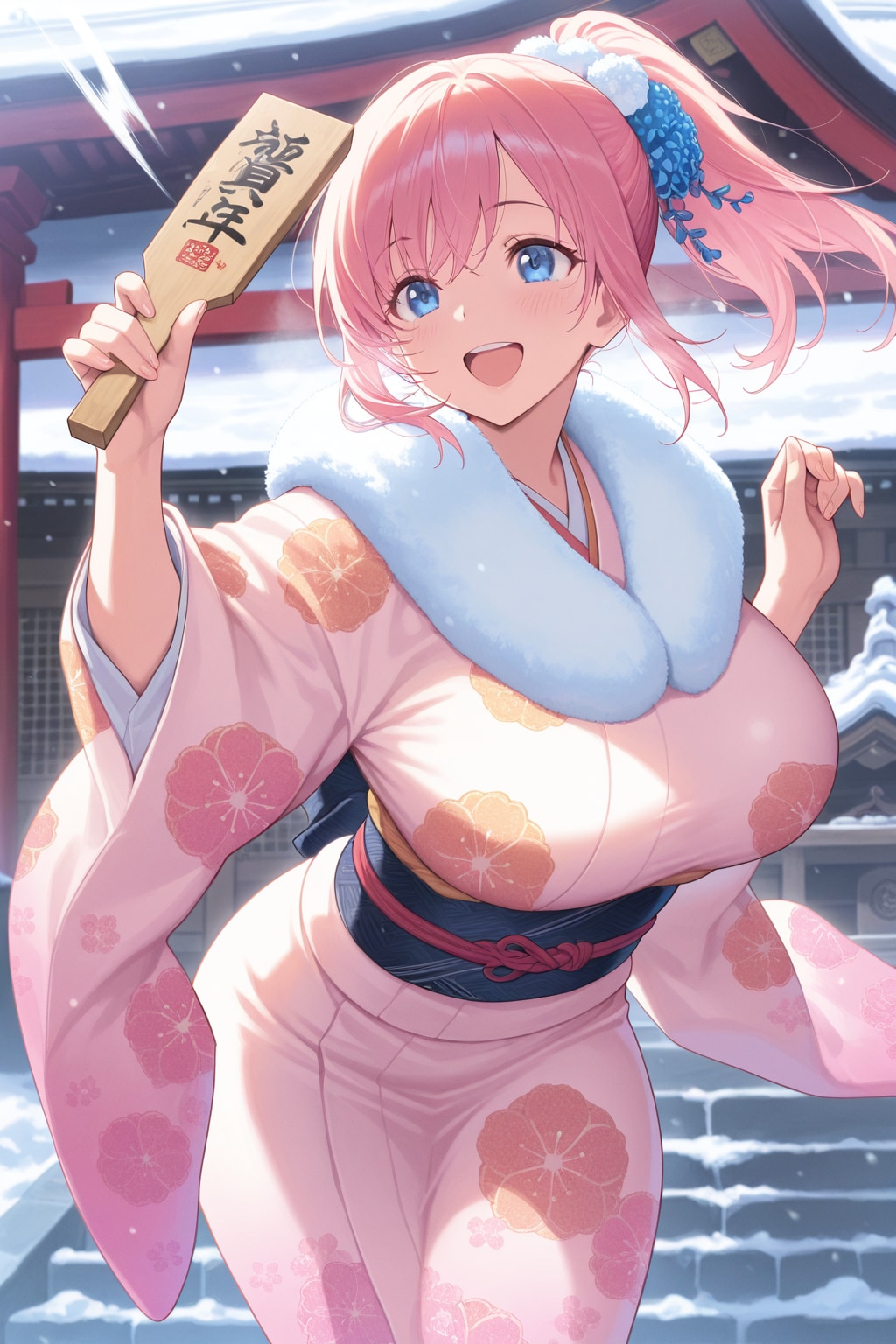 初詣に羽付きで遊ぶ葵先輩 | の人気AIイラスト・グラビア