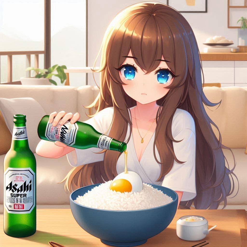 卵かけご飯を食べる女の子