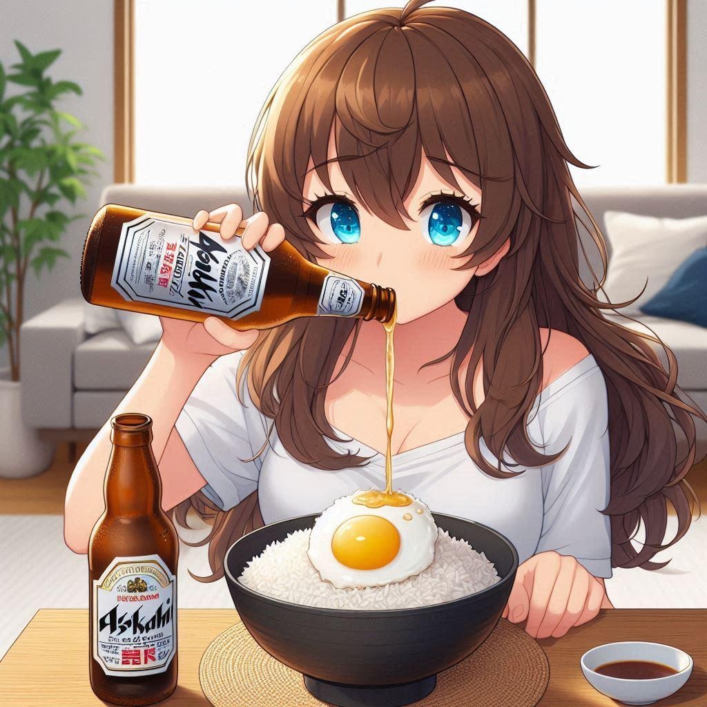 卵かけご飯を食べる女の子