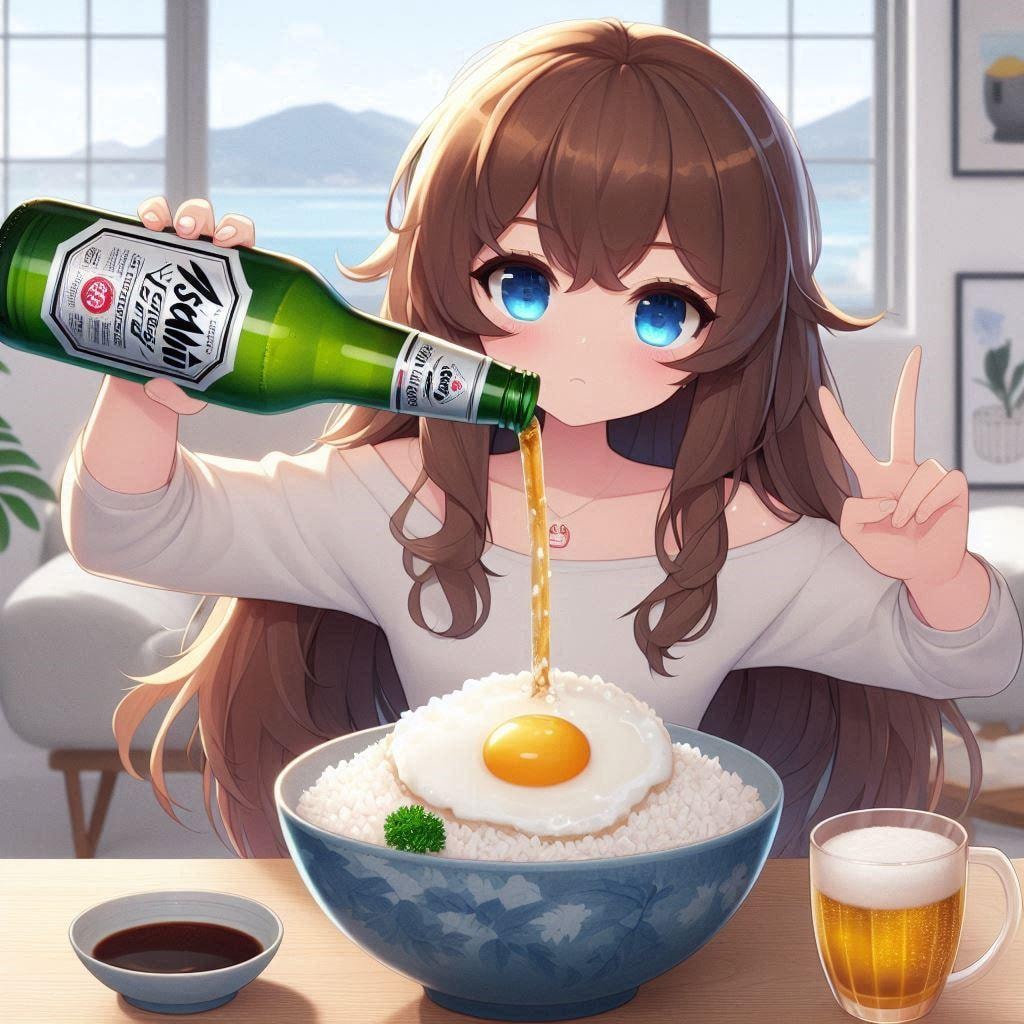 卵かけご飯を食べる女の子