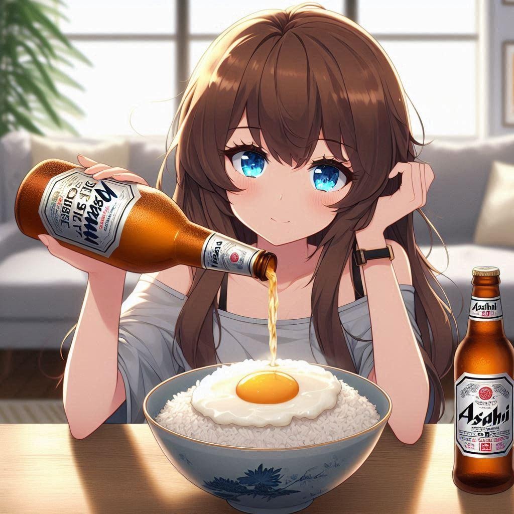 卵かけご飯を食べる女の子
