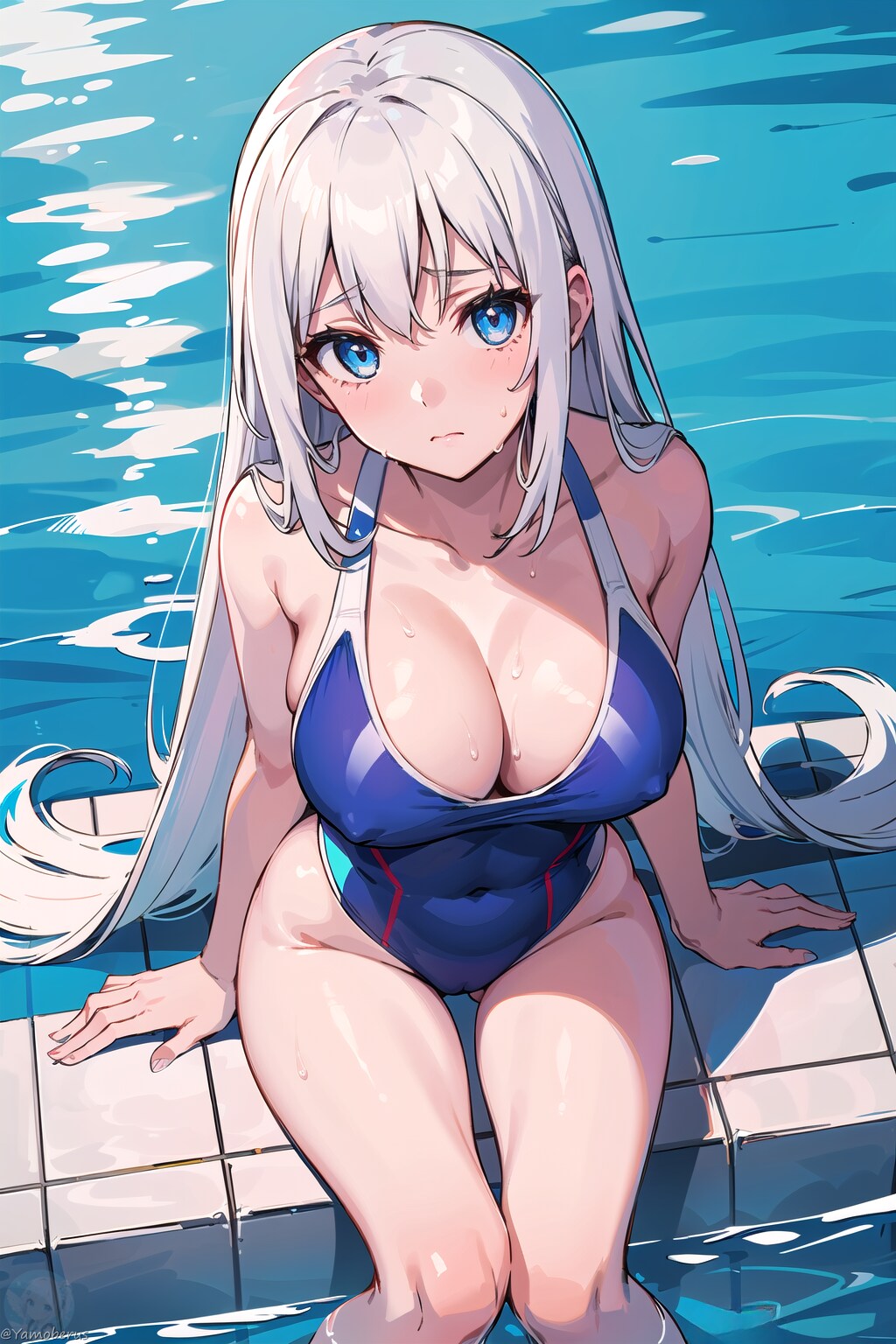 白髪競泳水着ちゃん