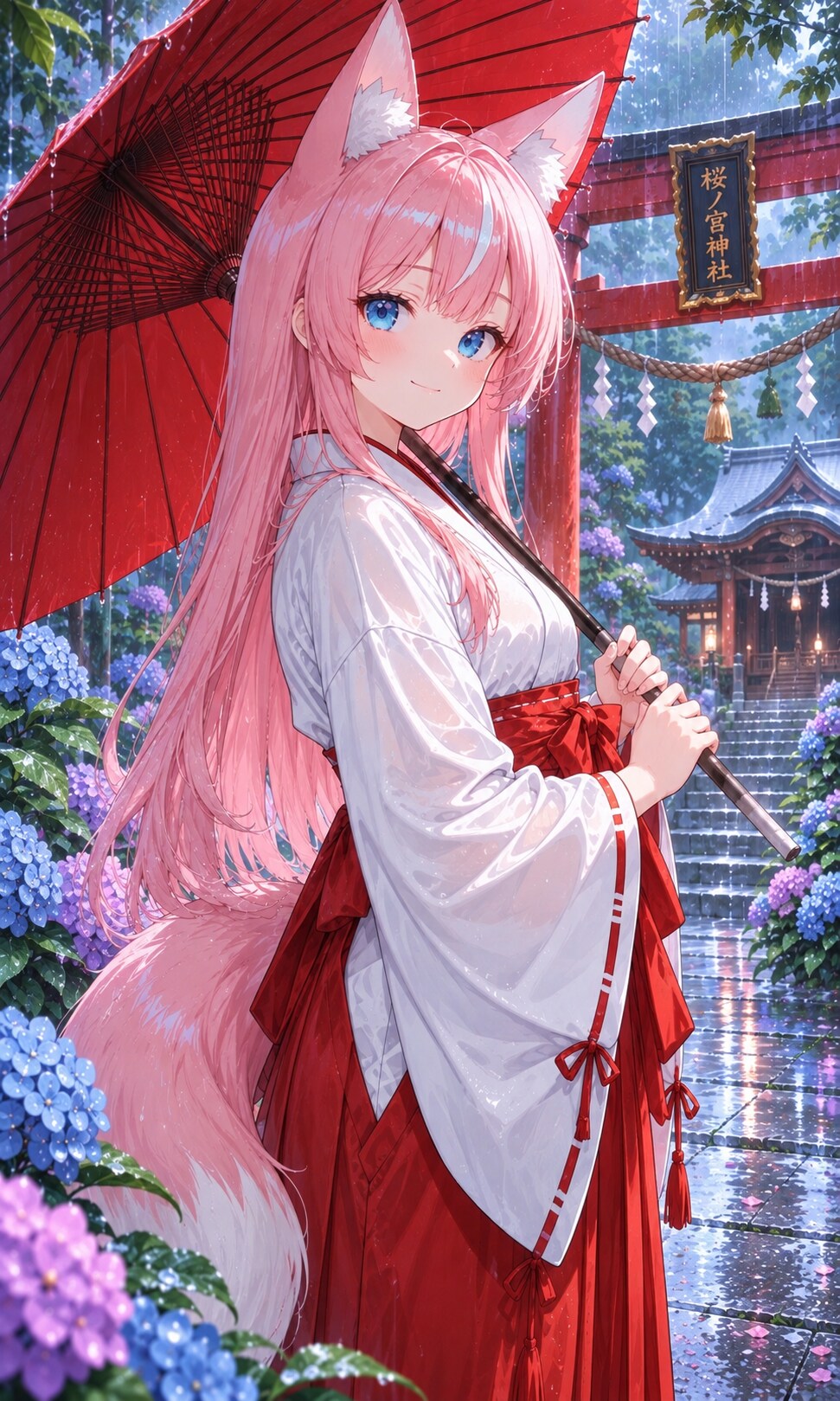 紫陽花の社で 97/100 | の人気AIイラスト・グラビア