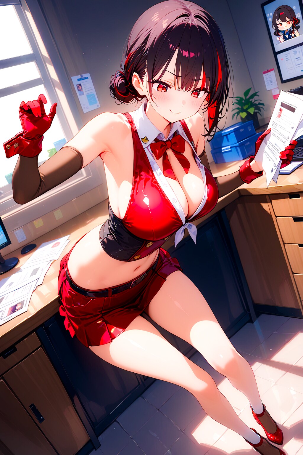 改造制服の黒髪ギャル婦警ちゃん！