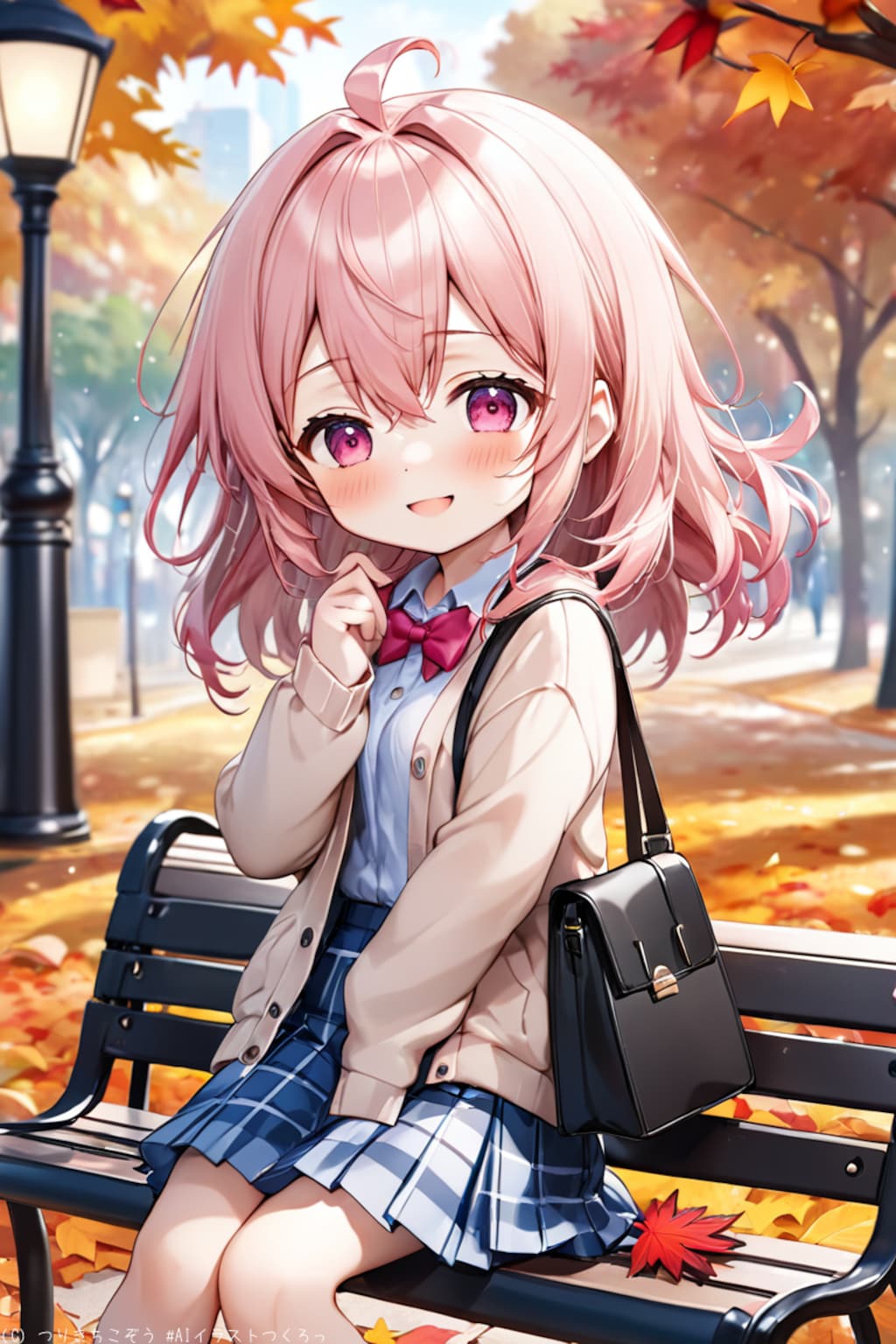 秋の公園(ねんどろいど風)〜おとこの娘、コータ