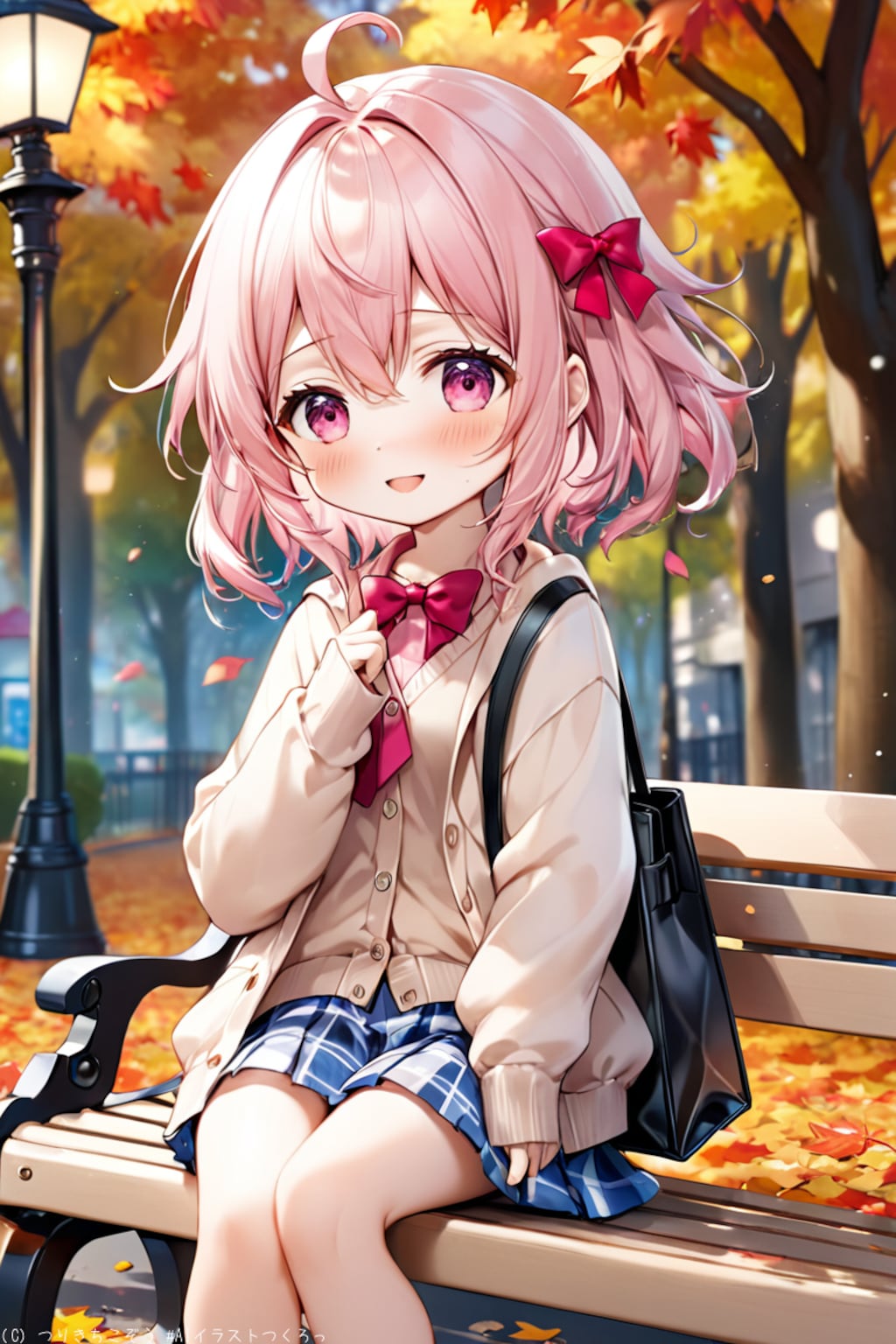 秋の公園(ねんどろいど風)〜おとこの娘、コータ