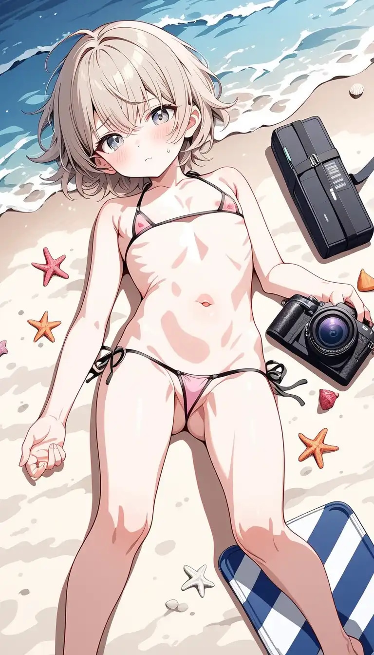 ベージュ髪ちゃんマイクロビキニ