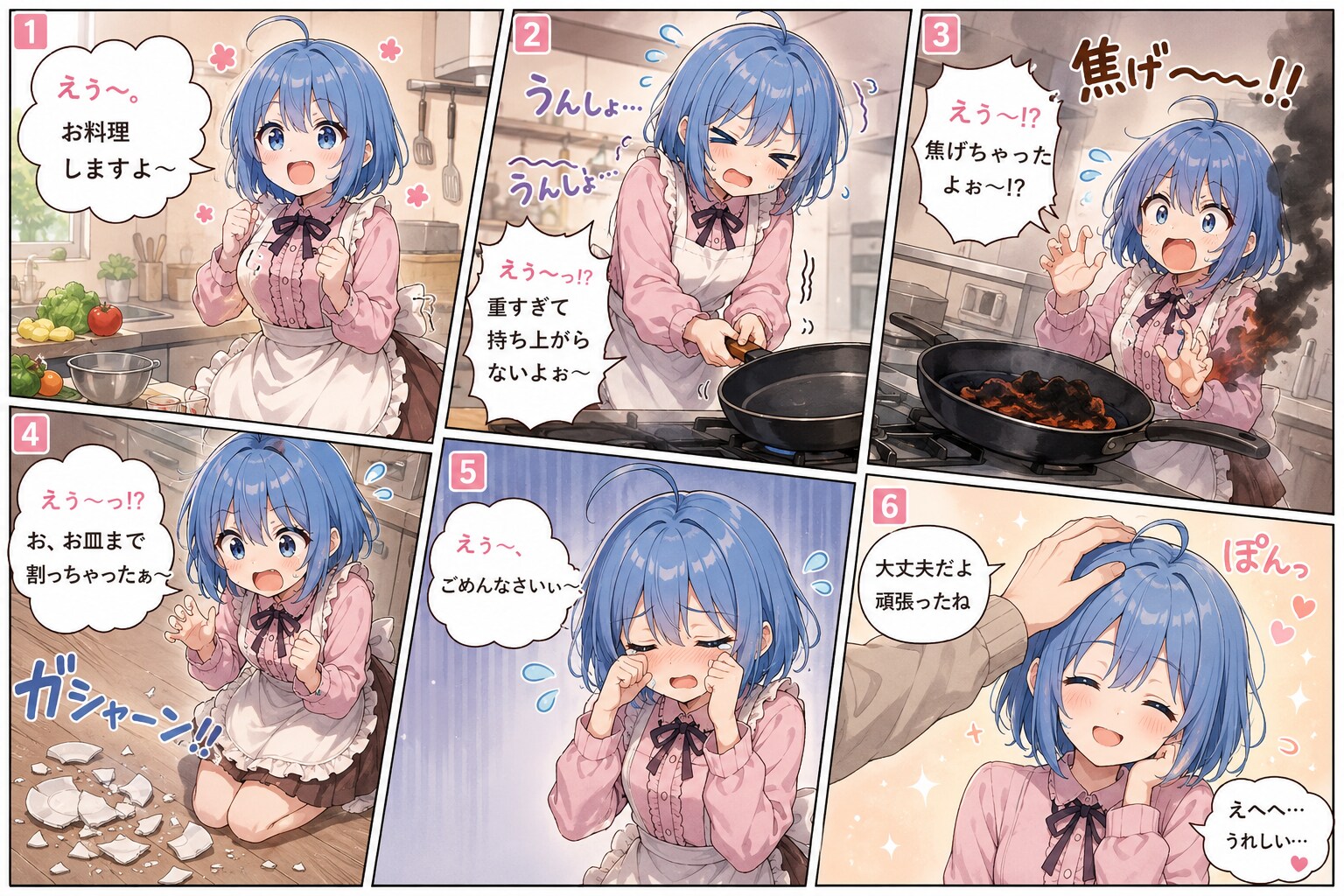料理を頑張る代理ちゃん