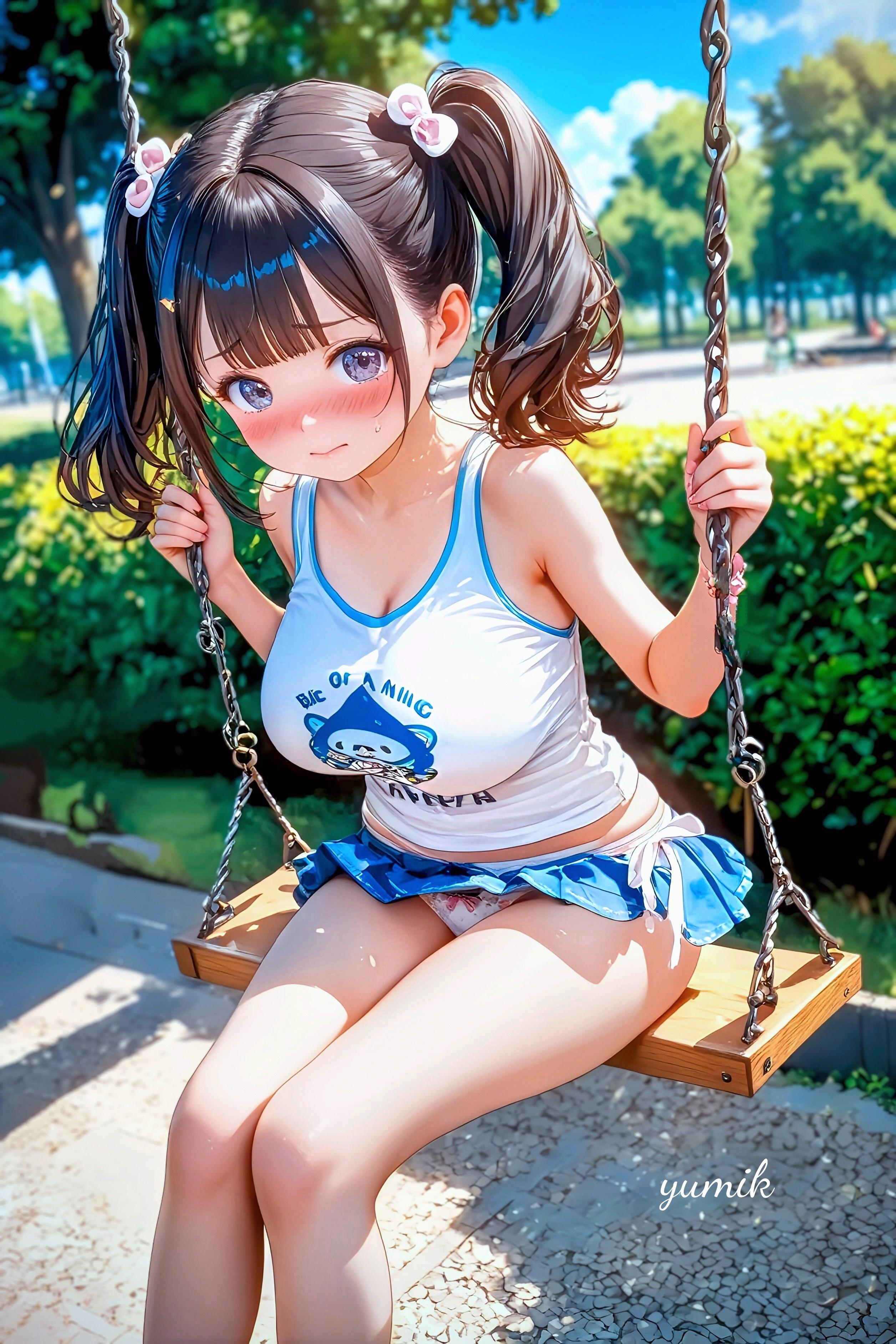 ミニスカでブランコ💕 １回目