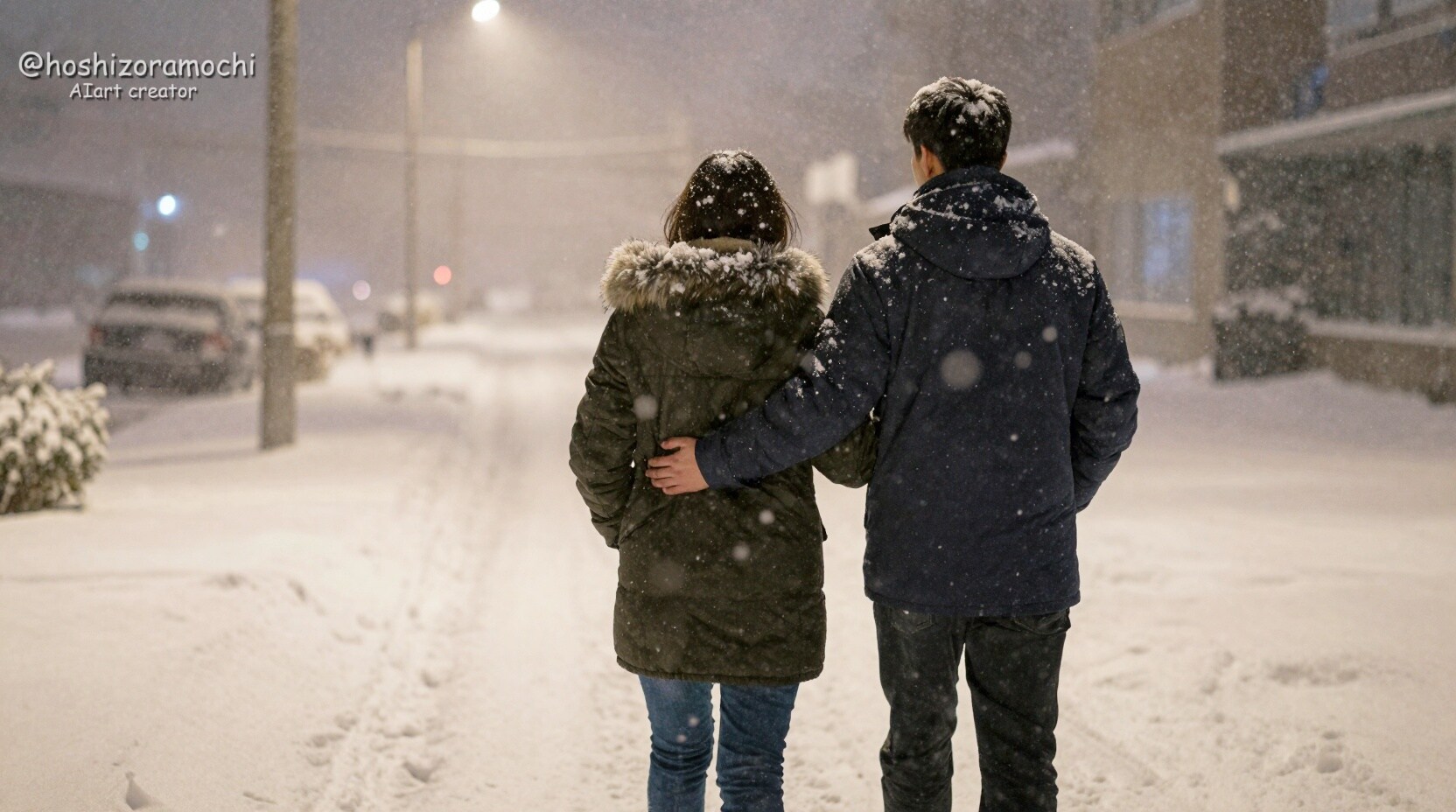 寒さを分かち合う二つの影👥 | の人気AIイラスト・グラビア