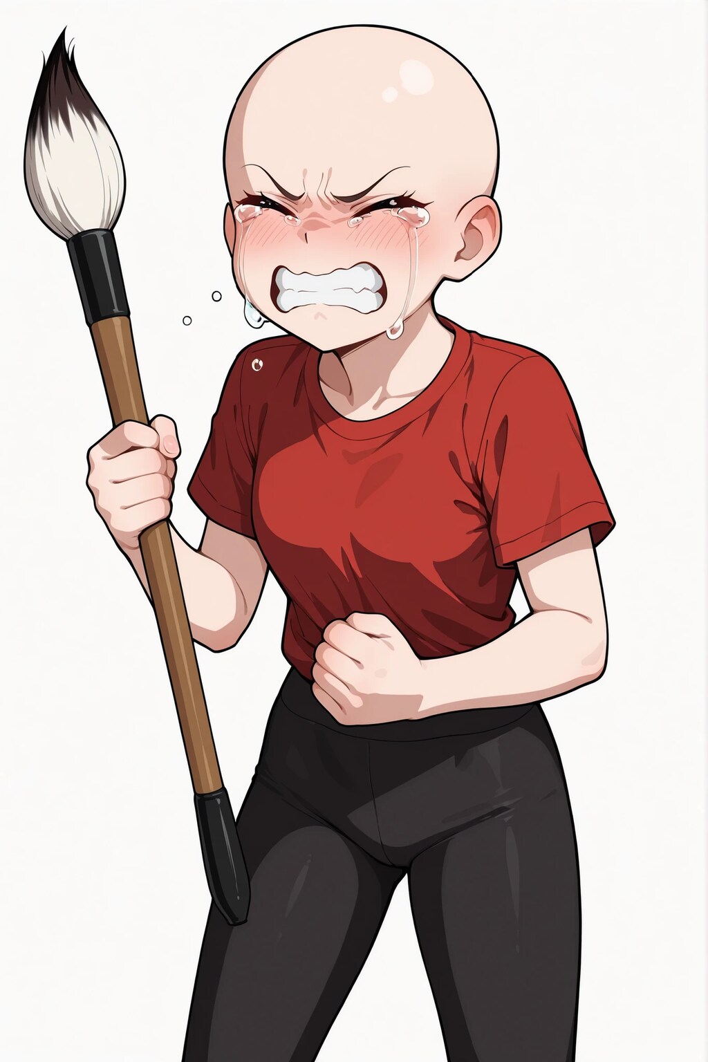 毛筆を持ちながら号泣する湖夏