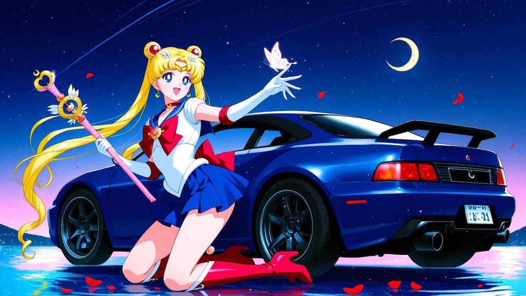 セーラームーンと車