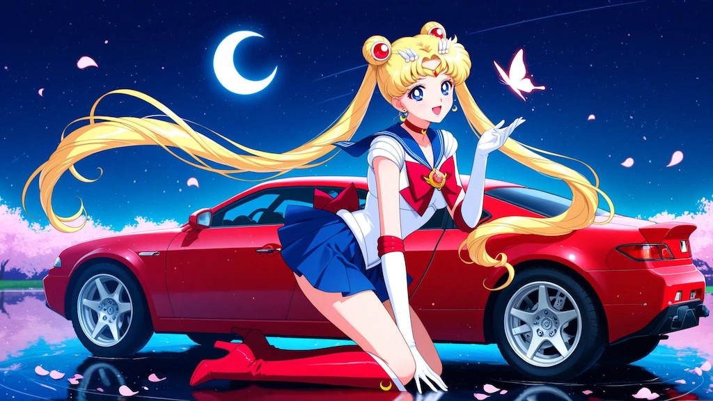 セーラームーンと車