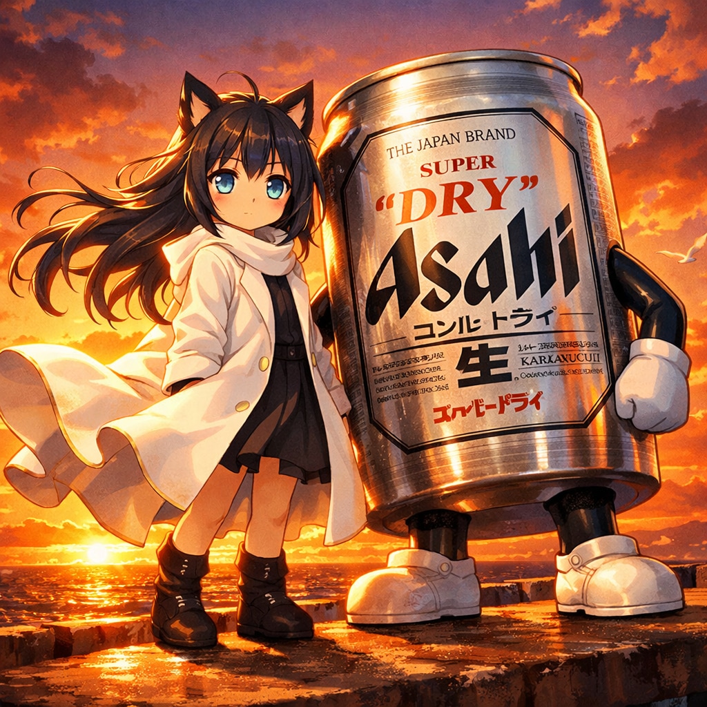 夕方の海辺の小さな女の子