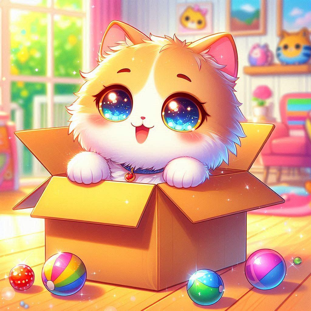 段ボールの中に入る猫