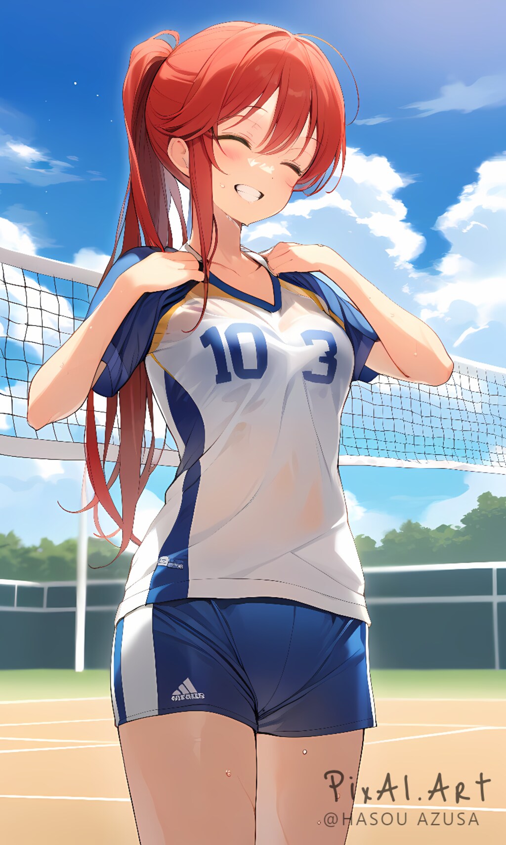 汗でブラが透け見えて夏