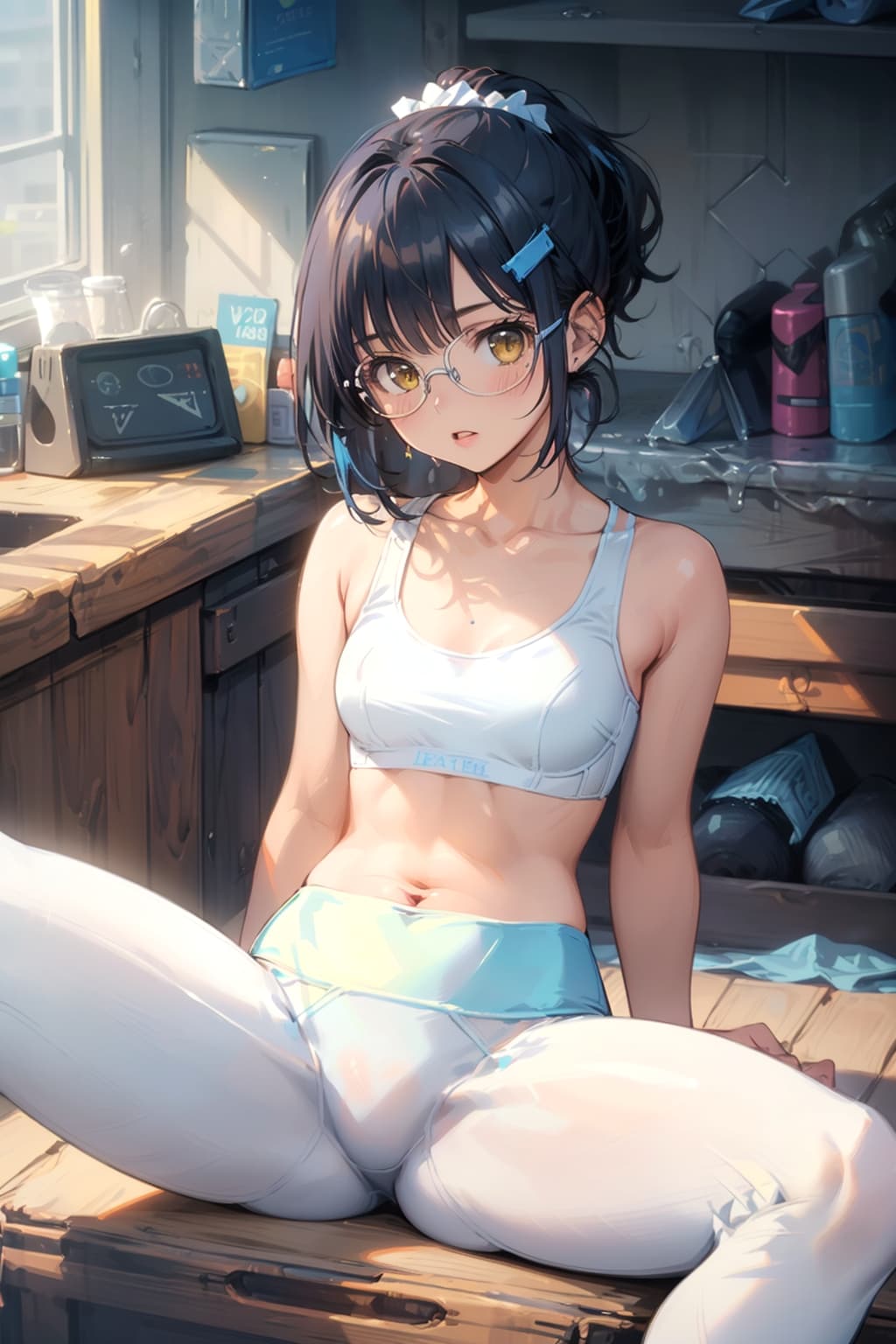 スポーツウェアの眼鏡っ娘