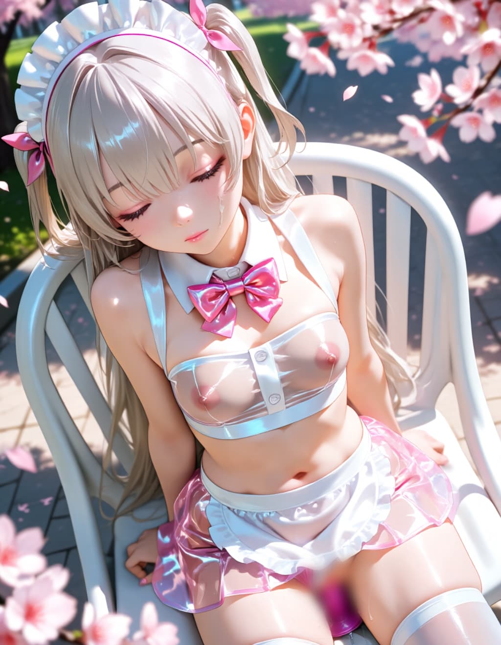 寝ているメイドさんに