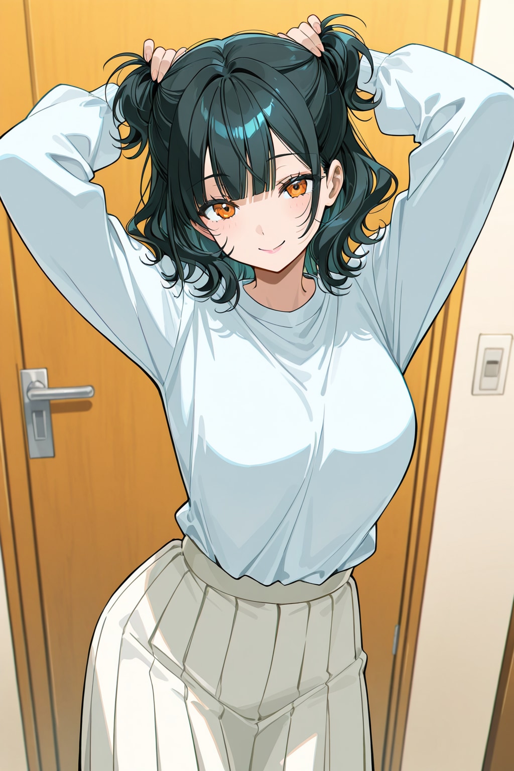 髪の毛を束ねる女の子